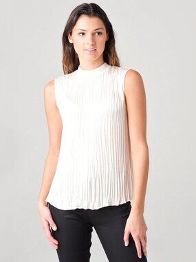 NWOT VINCE  Women's Rib Mock Neck Shell Blouse in Navy size S